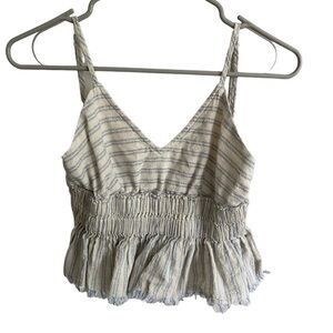 Cotton Candy LA Striped Adjustable Strap Distressed Hem Crop Top Size Sm…